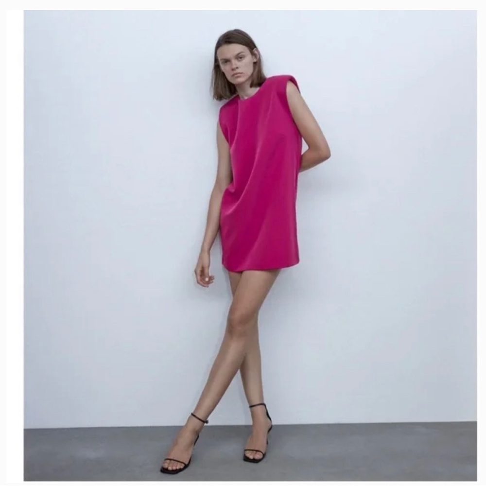 Zara | Magenta Mini Dress with Shoulder Pads